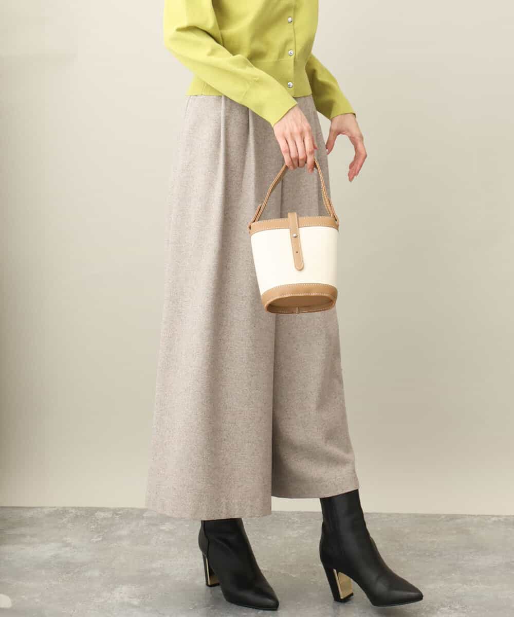 2タック ツイードワイドパンツ/洗える(ガウチョ・ワイドパンツ) | MK