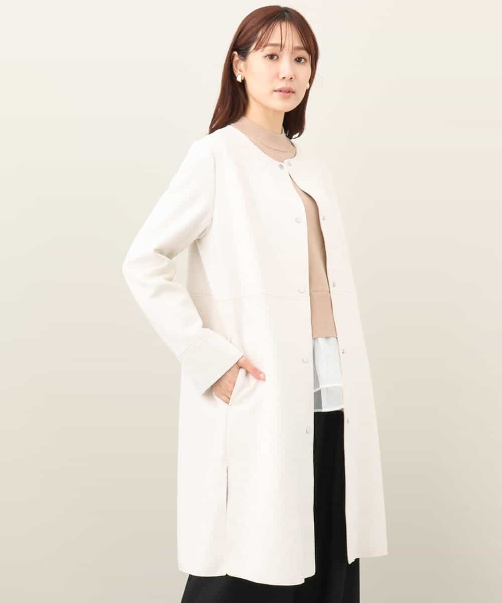 フェイクスウェードノーカラーコート/洗える(ノーカラーコート) | MK