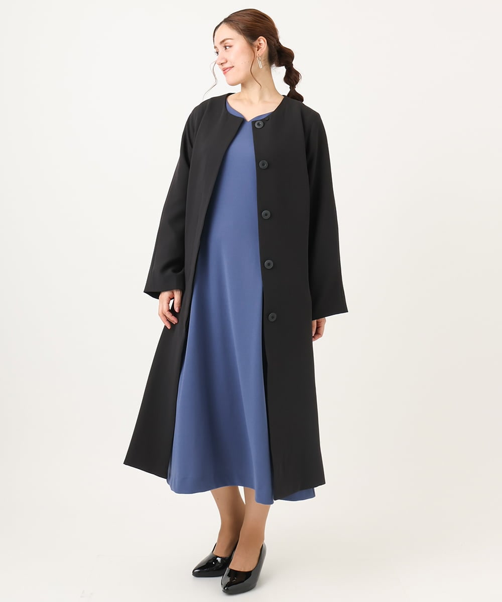 大きいサイズ】ノーカラーロングコート(ノーカラーコート) | eur3