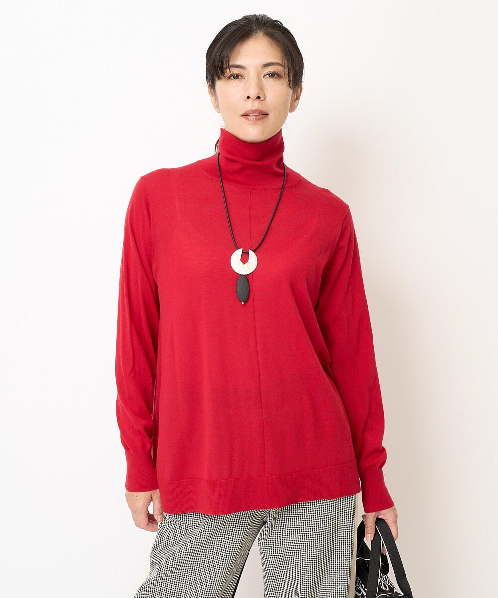 アンサンブル対応]ハイゲージウールタートルネックAラインニット