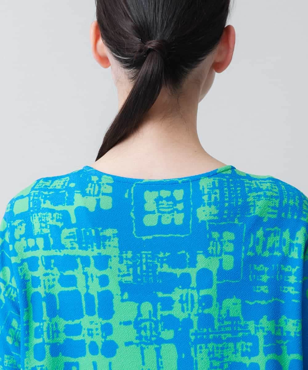 幾何柄プリントチュニックトップス /日本製/洗える(チュニック