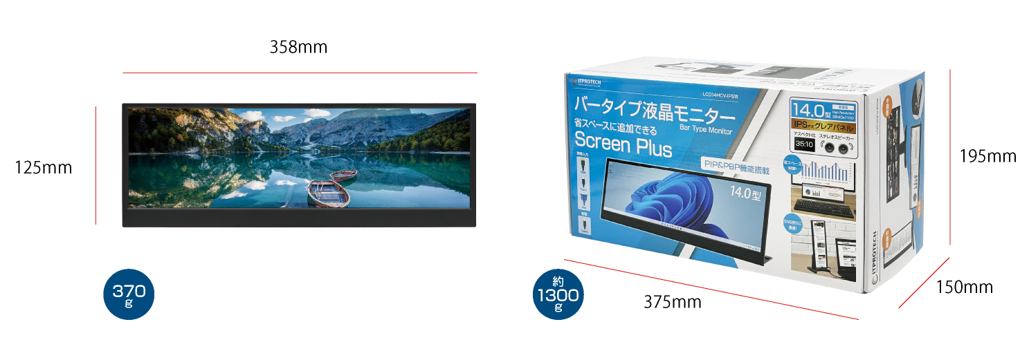ITPROTECH 14.0型バータイプモニター SCREEN PLUS LCD14HCV-IPSW