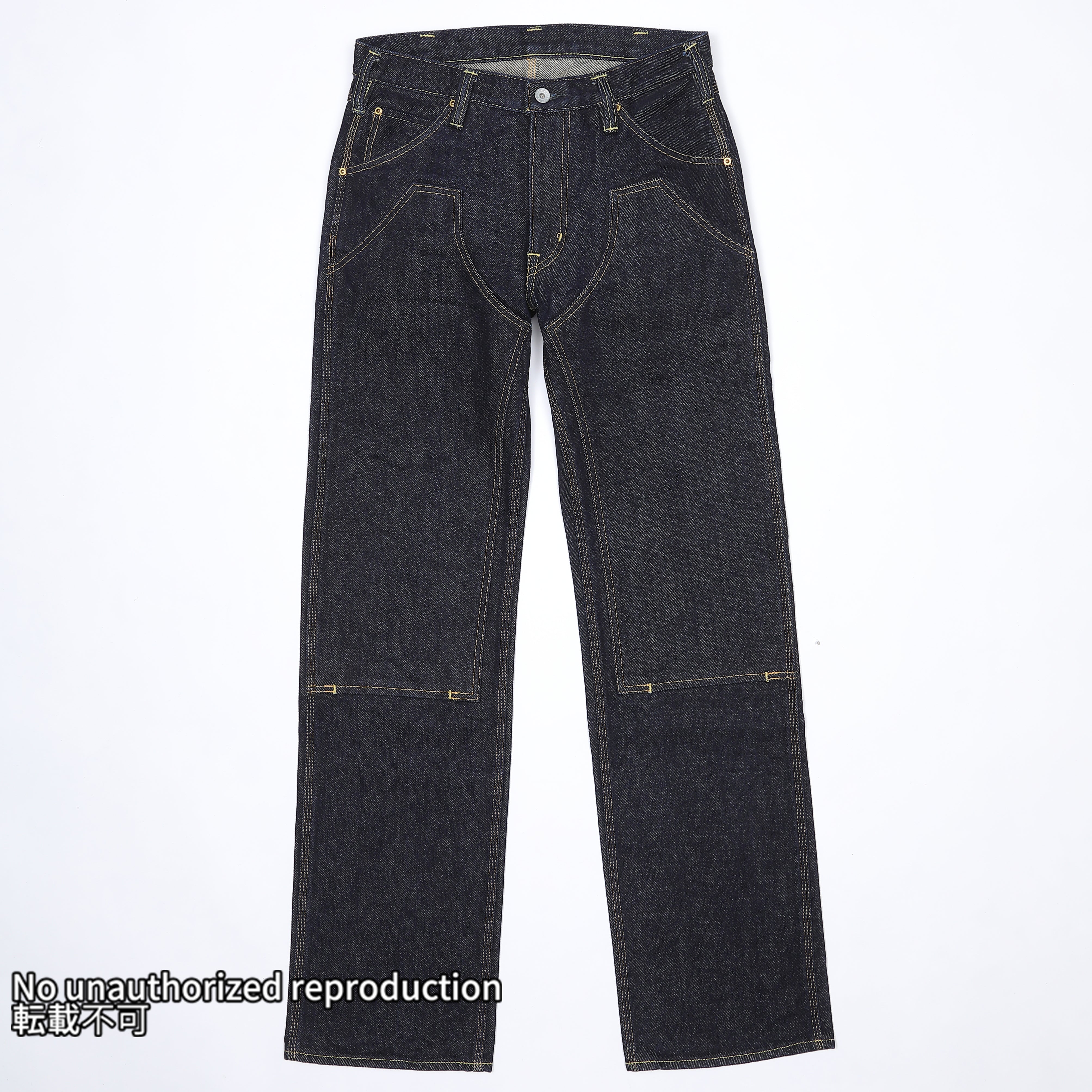 822】21ozセルビッチデニム ダブルニーロガージーンズ／インディゴ