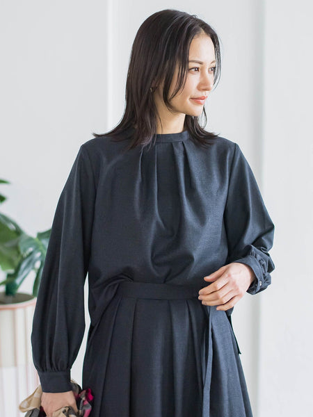 ウールブレンドストレッチブラウス≪セットアップ対応/手洗い可能