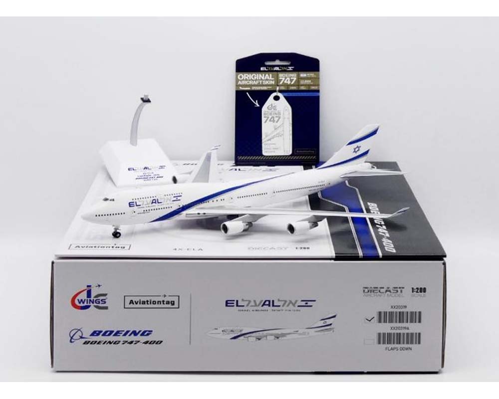 www.JetCollector.com: El Al B747-400 w/aviation tag, w/stand 4X
