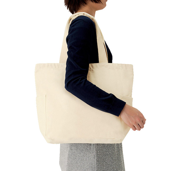 TR-0472】 厚手キャンバスマルチトート(外ポケット付き) | オリジナルT