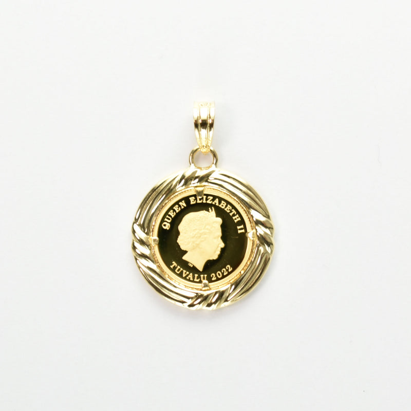 ペンダントトップ K24 ツバルエンジェル コイン 1/25oz K18 枠付 (Type