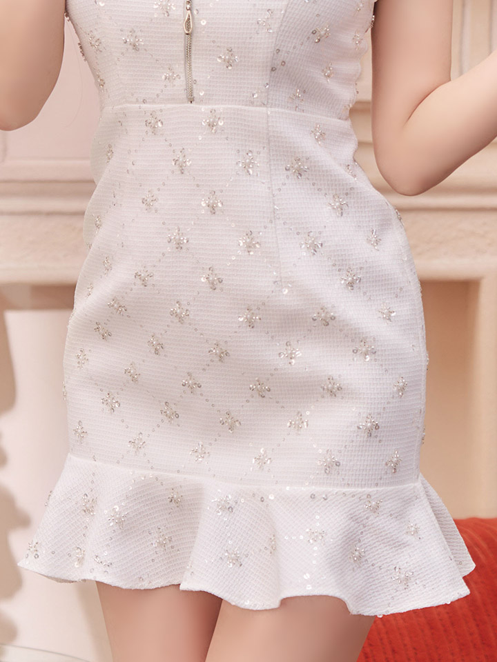 送料無料!】マーメイドキャミソールドレス/ビジュー/ノースリーブ/谷間