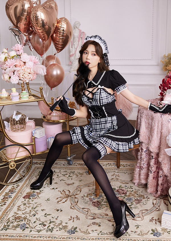 即日発送】ゴシックチェックメイドドレス【マリームーン】【ハロウィン