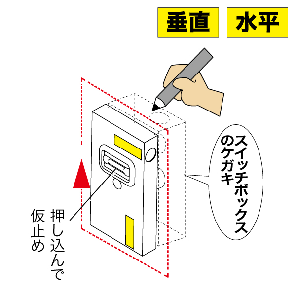 スイッチボックスケガキレベル（壁ピタくん）｜ジェフコム(株)-電設
