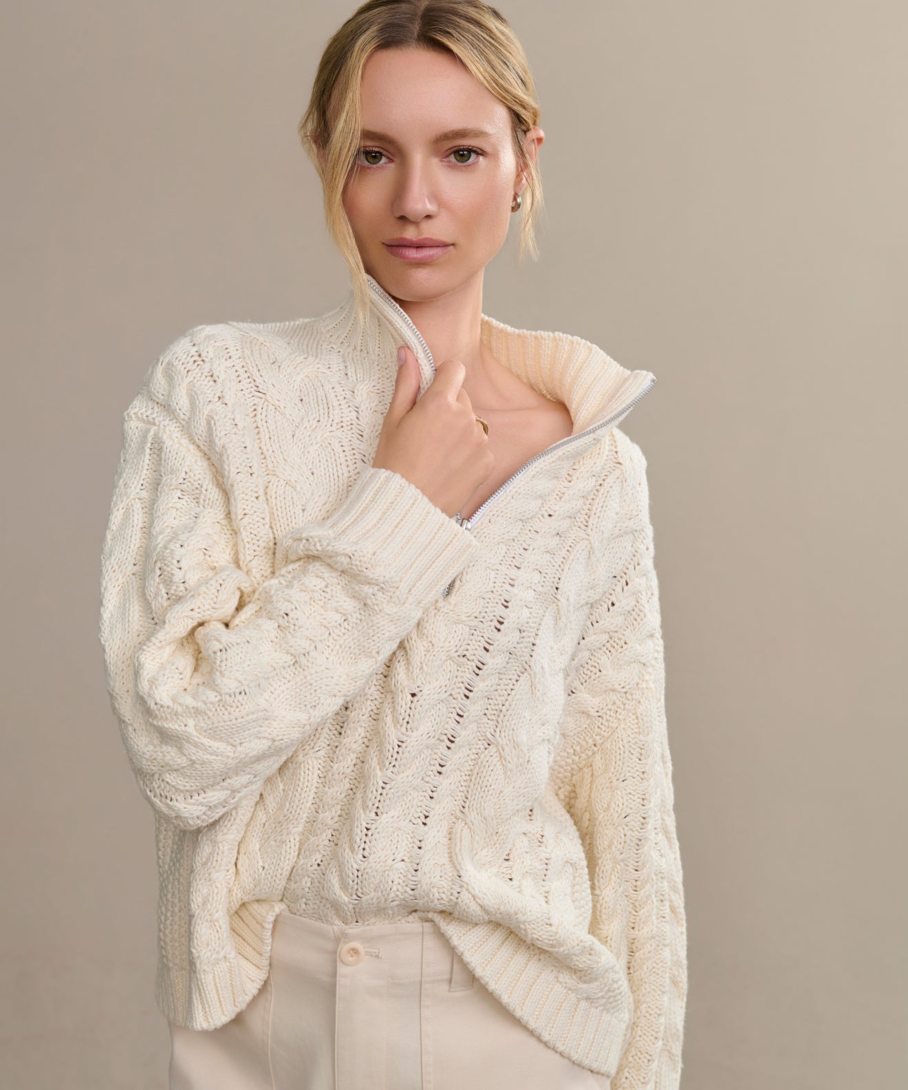 Cotton Cable Half Zip | Jenni Kayne