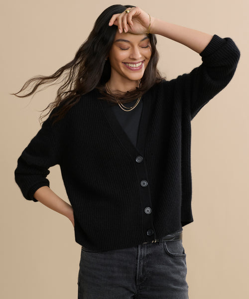 Women's Cropped Cashmere Cocoon Black | Jenni Kayne