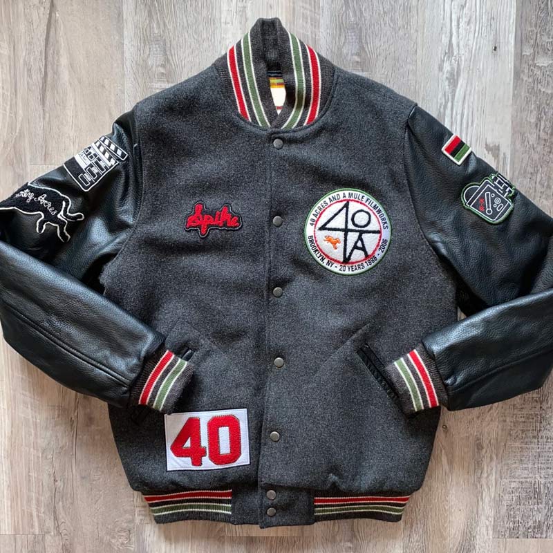Black/Charcoal Spike Lee 40 Acres and a Mule Varsity Jacket
