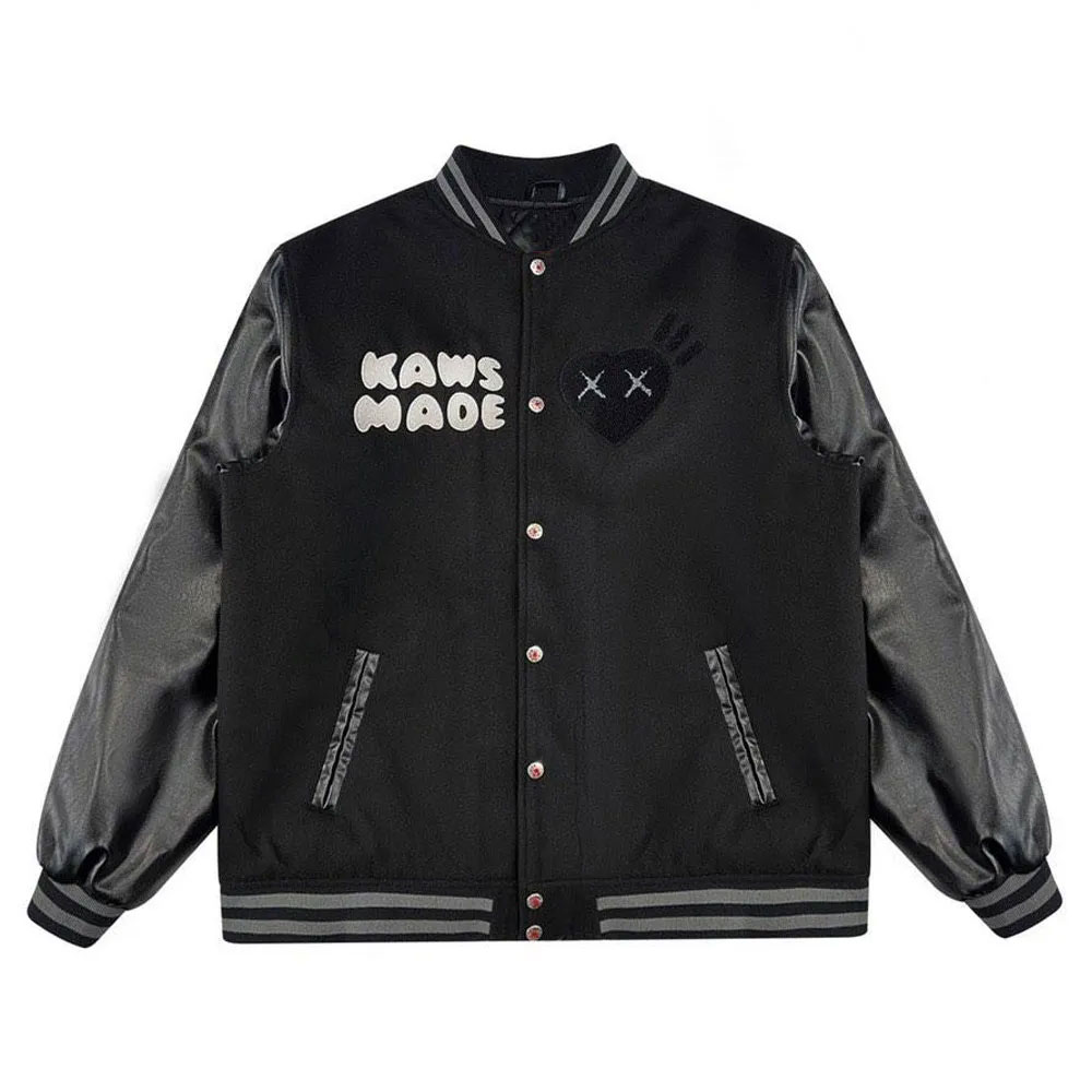 Wool/Leather Human Made Kaws Varsity Jacket - Jackets Masters