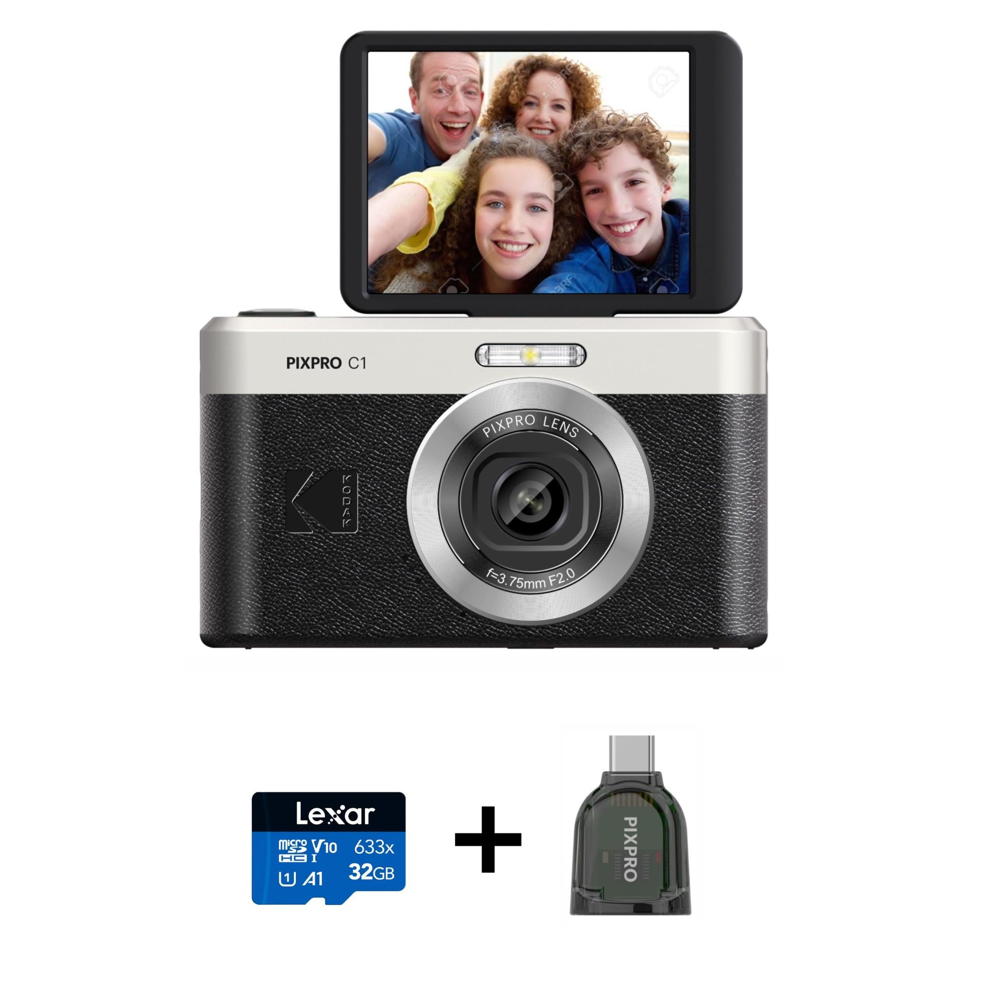 Kodak Pixpro C1 Digital Camera with MicroSD Card Bundle (Black