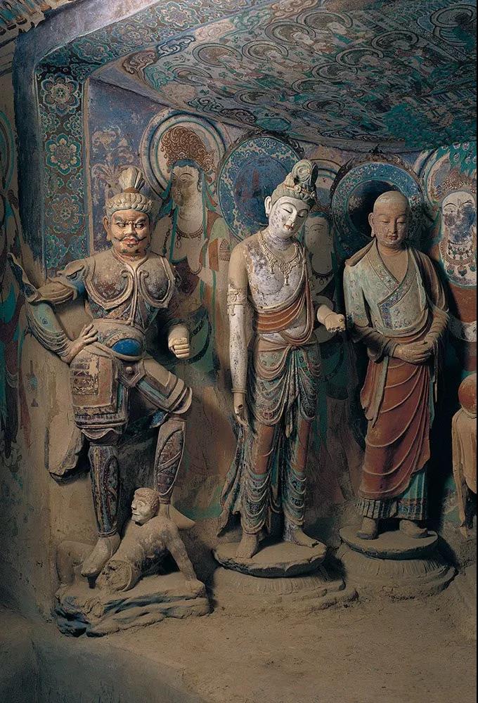 骨董市 掘り出し品中国唐時代 敦煌莫高窟壁画 彩絵 Z0985B18-5 骨董市