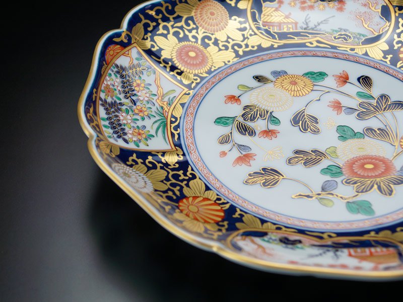 有田焼】大皿 染錦金彩琳派図