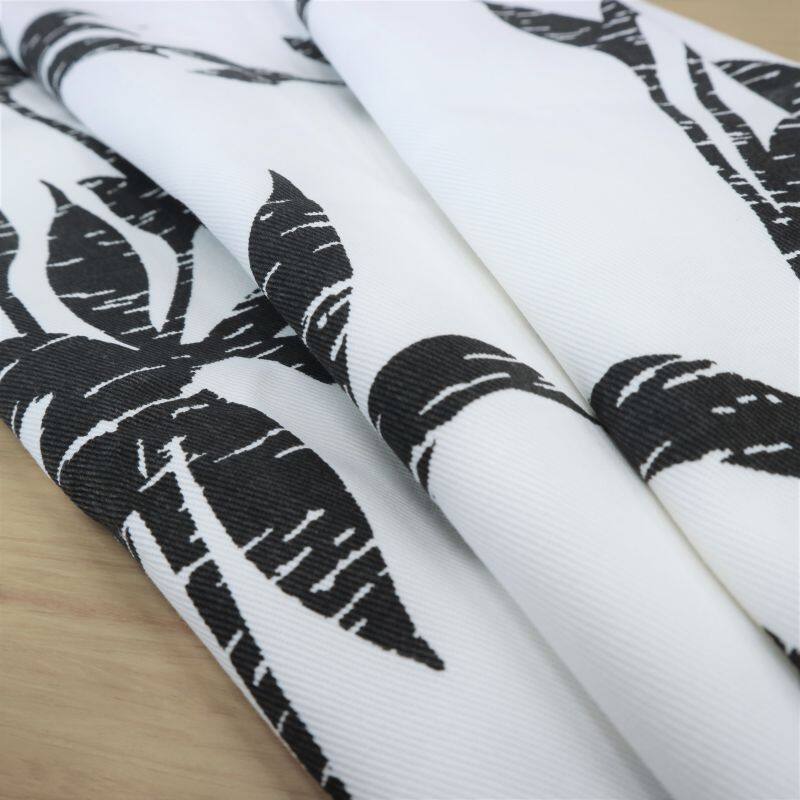 備長炭プリント】オリエンタルリーフ カーテン JF-35009 ブラック