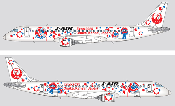 ☆JAL、ジェイエアのE190型機に万博の特別塗装 – 旅行業界・航空業界
