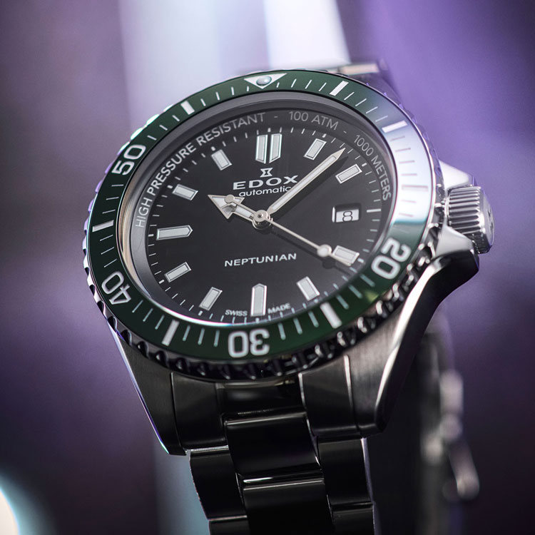 エドックス【EDOX】ネプチュニアン 44mm グリーンベゼル SKYDIVER