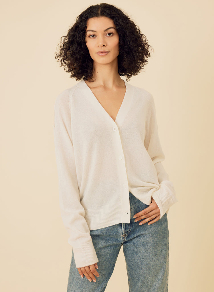 Sloane Cashmere Cardigan - Ivory – One Grey Day