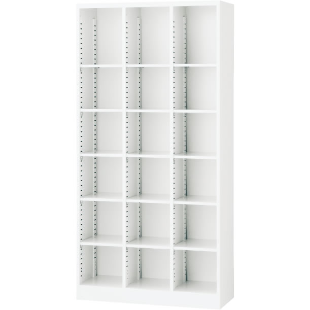 SBKW-18 生興 オープン書庫3列6段 ホワイト 幅900×奥行350×高さ1800mm
