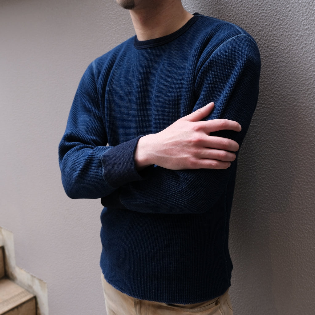 Studio D'Artisan L/S Indigo Dyed Heavy Thermal - Okayama Denim