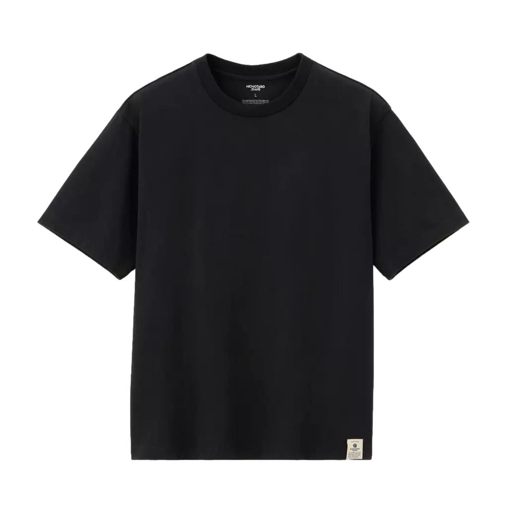 Momotaro Suvin Gold S/S Tee (Black) - Okayama Denim
