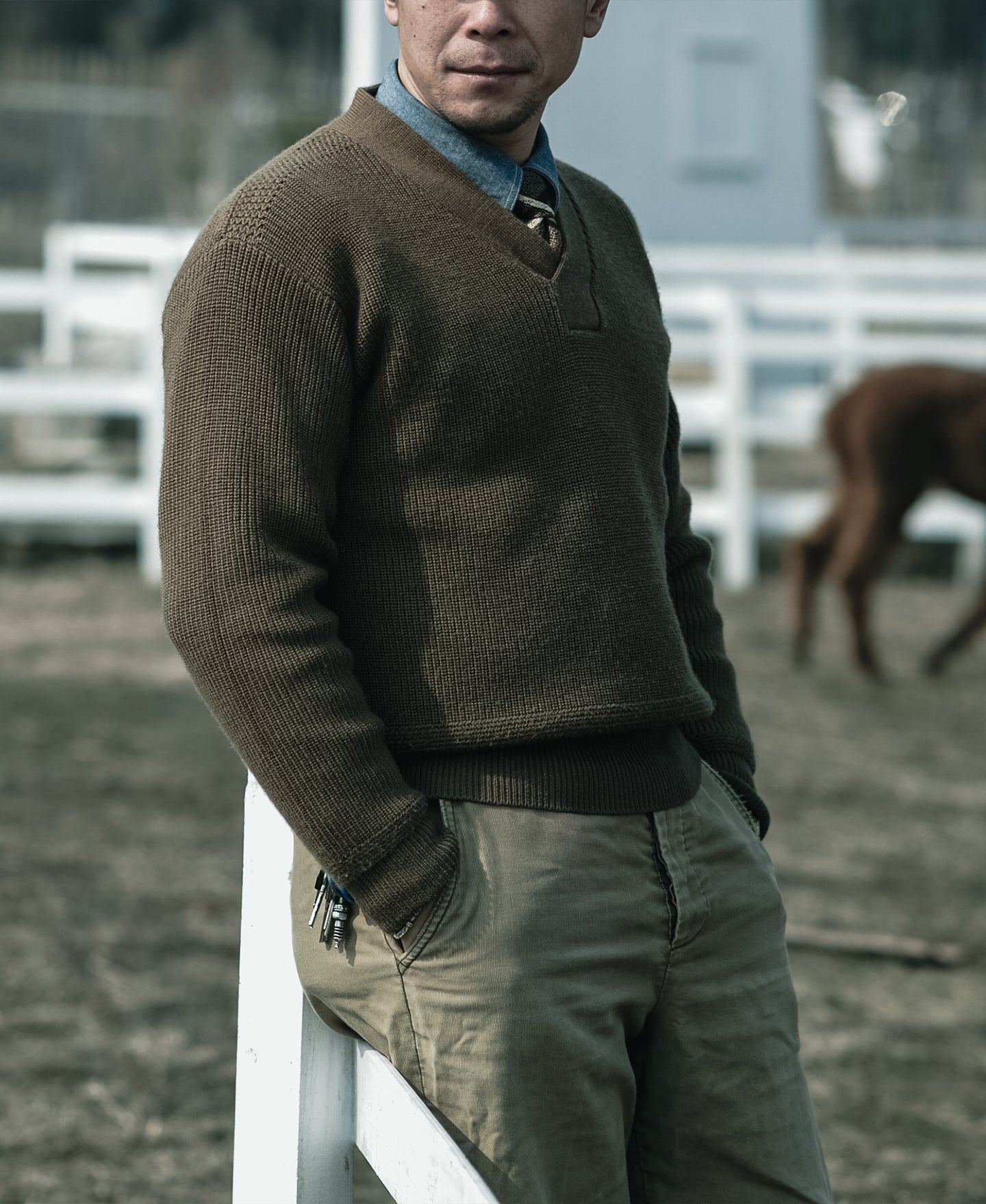 Mens USAAF Type A-1 V-neck Mechanics Wool Sweater - Olive | Olderbest