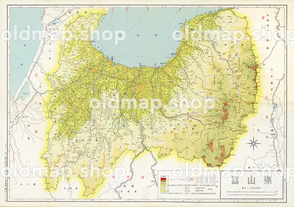 富山県 昭和35年(1960) – 新日本分県地図 – 中部– 古地図素材データの
