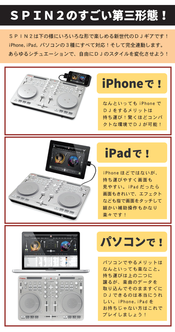 Vestax/Spin2 White7大特典セットの紹介ページです。