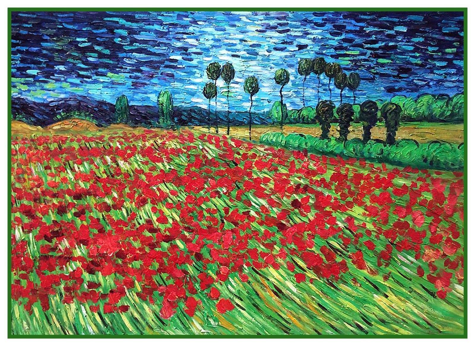 Field of Poppy Flowers by Vincent Van Gogh Counted Cross Stitch