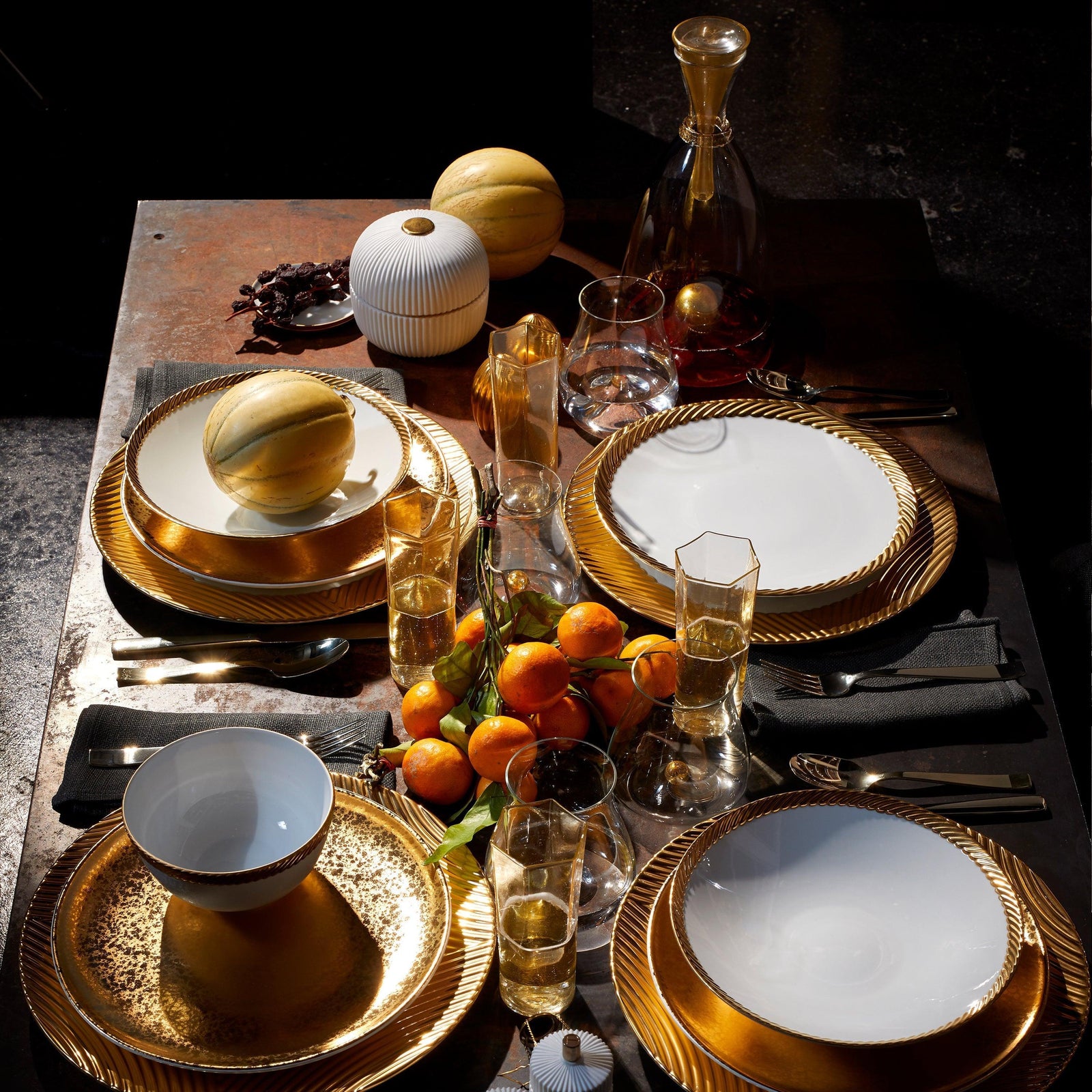 Gold Corde Tea Cup + Saucer - L'OBJET