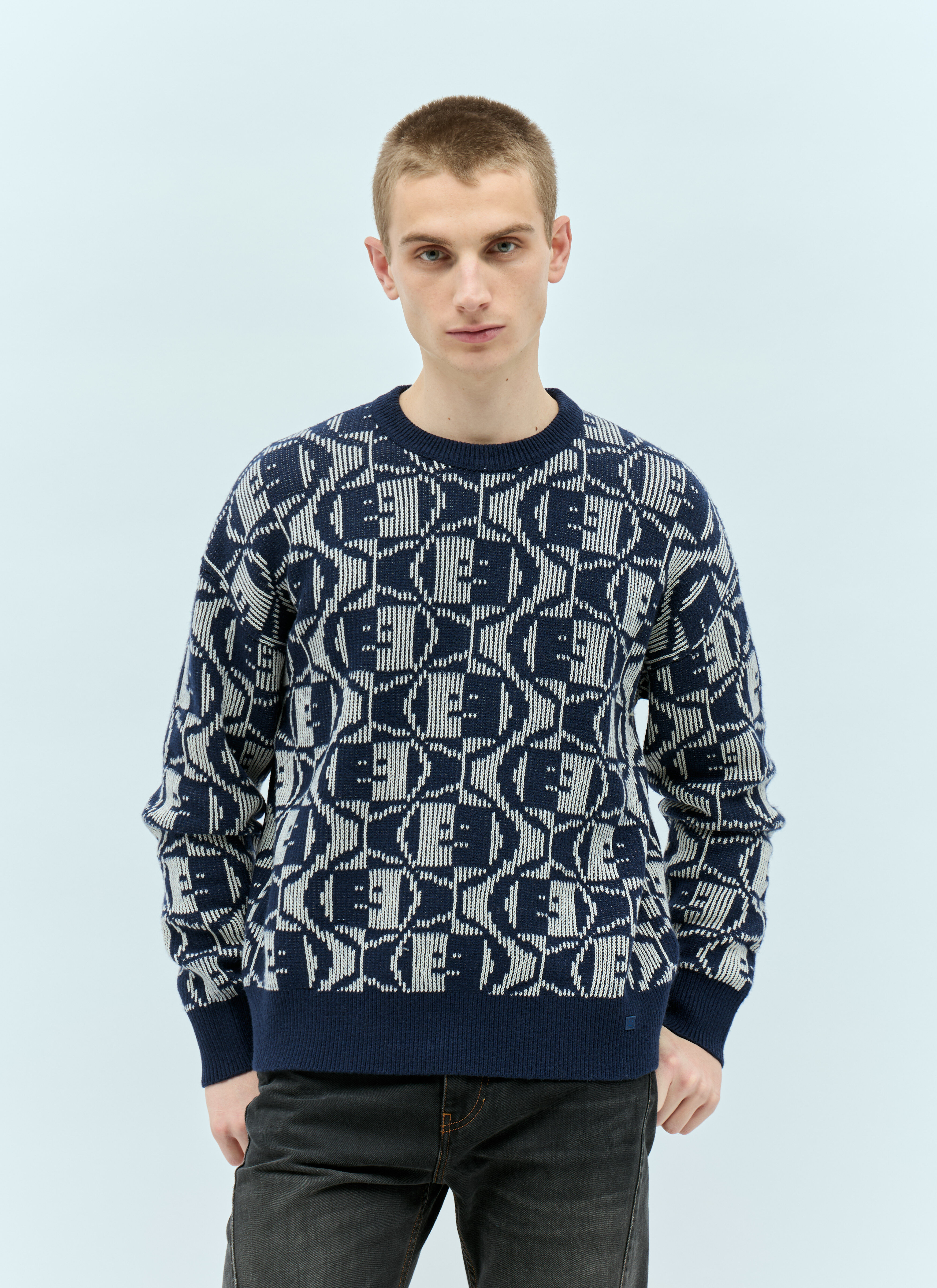 Acne Studios Men's' Jacquard Crewneck Sweater in Navy | LN-CC®