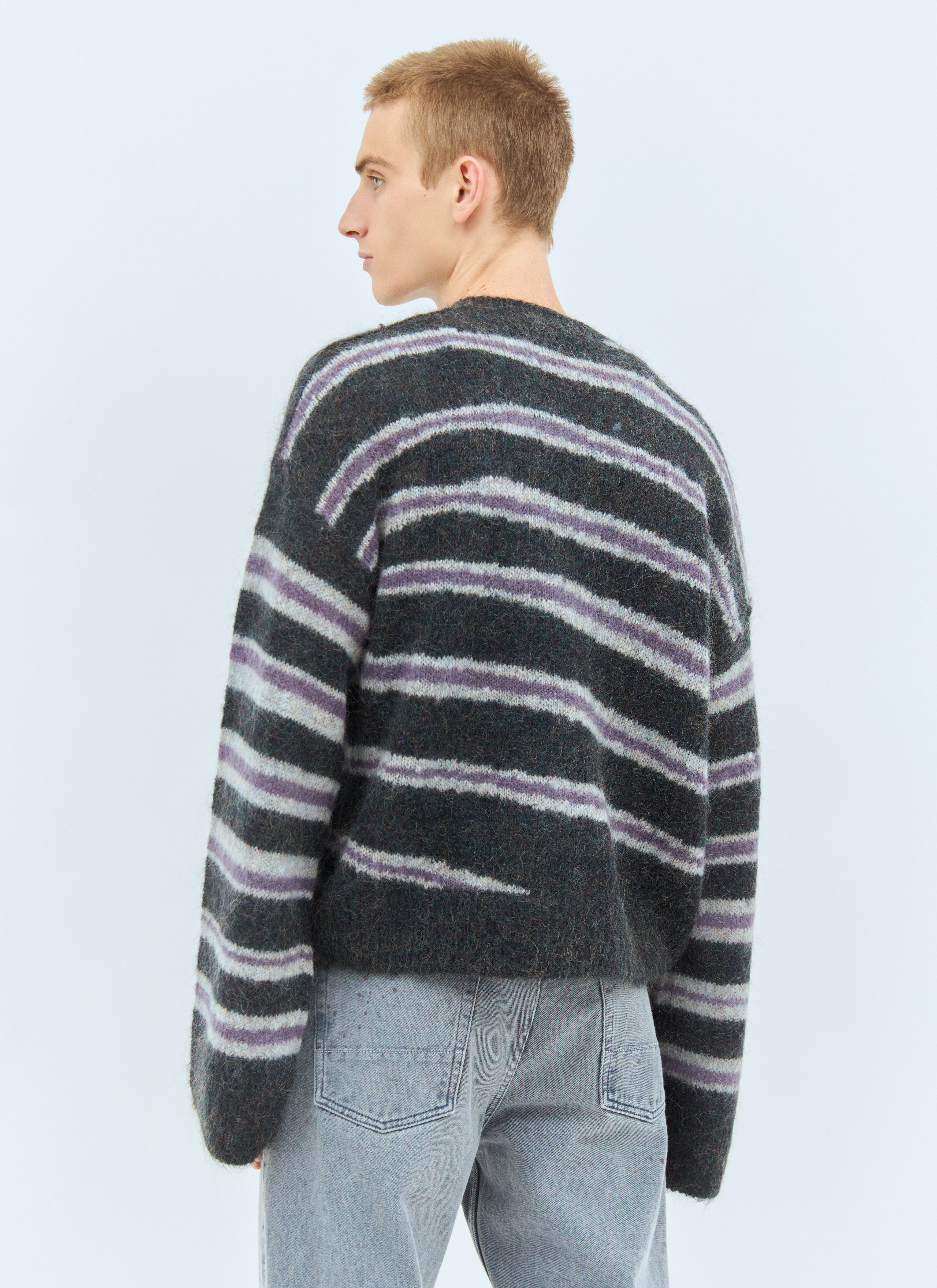 Acne Studios Men's' Striped Mohair-Blend Sweater in Grey | LN-CC®