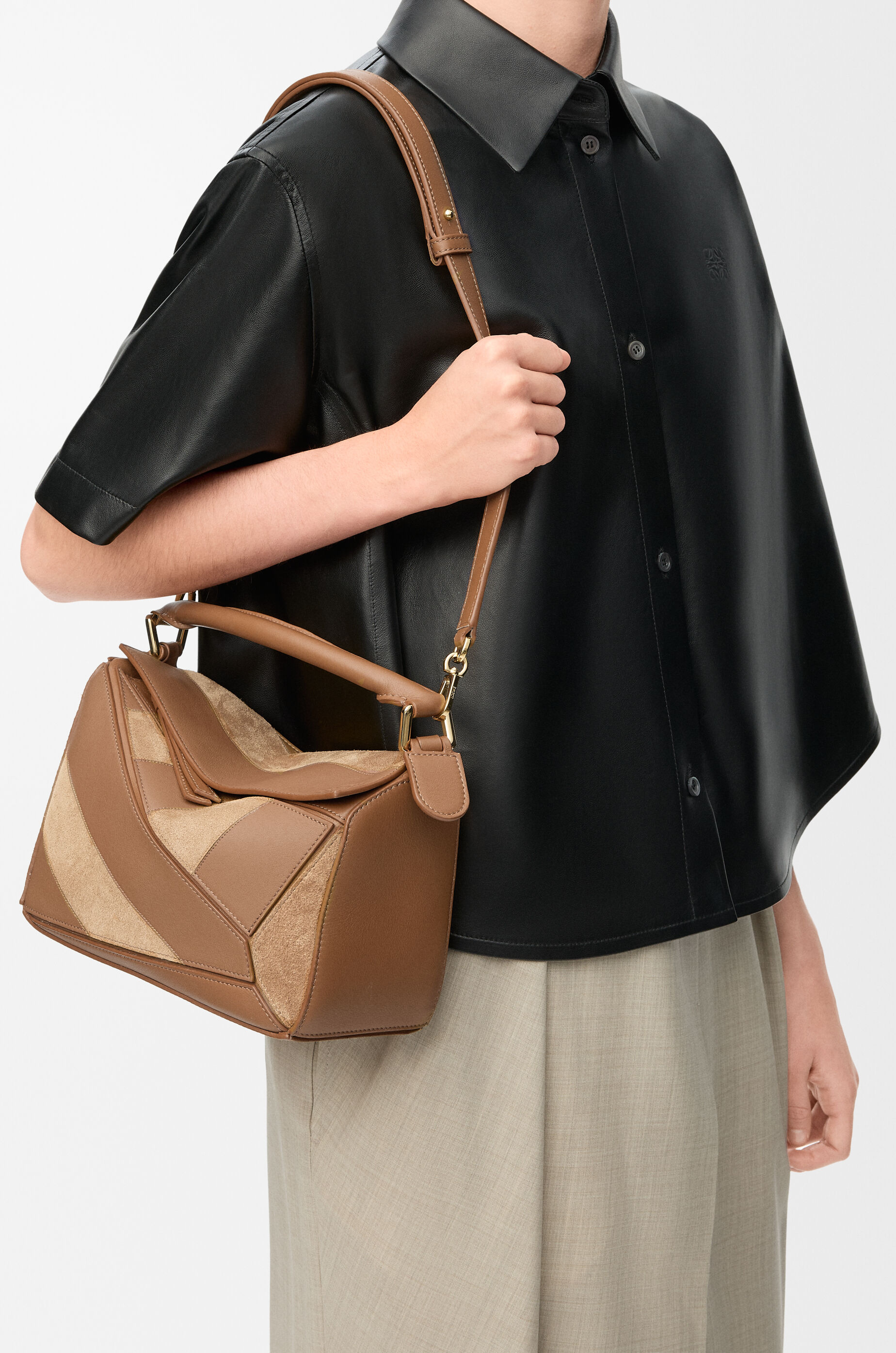 パズルバッグ スモール（クラシックカーフ&スエード） ブラウン