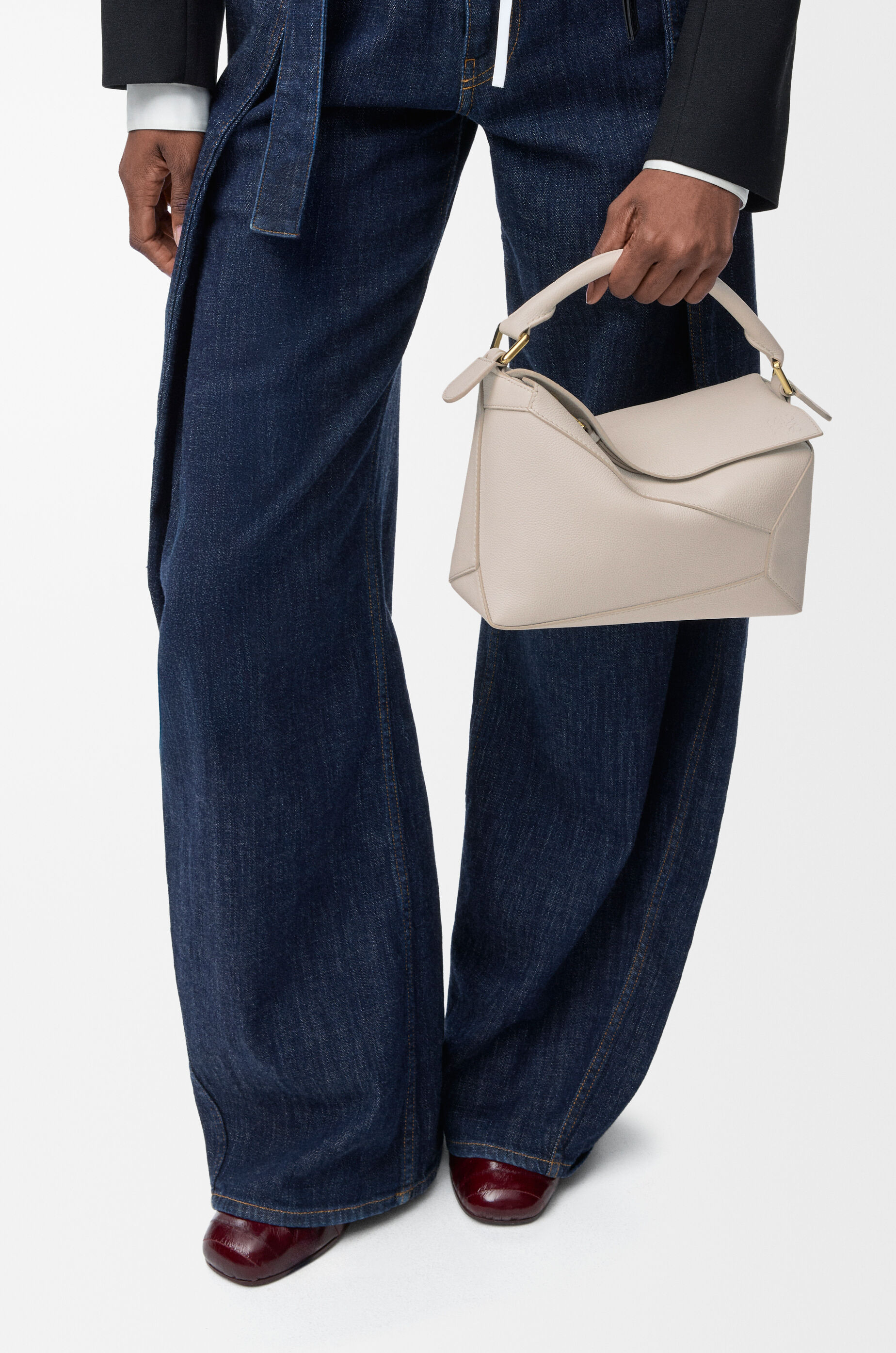 パズルエッジ バッグ スモール（ソフトグレインカーフ） グレー