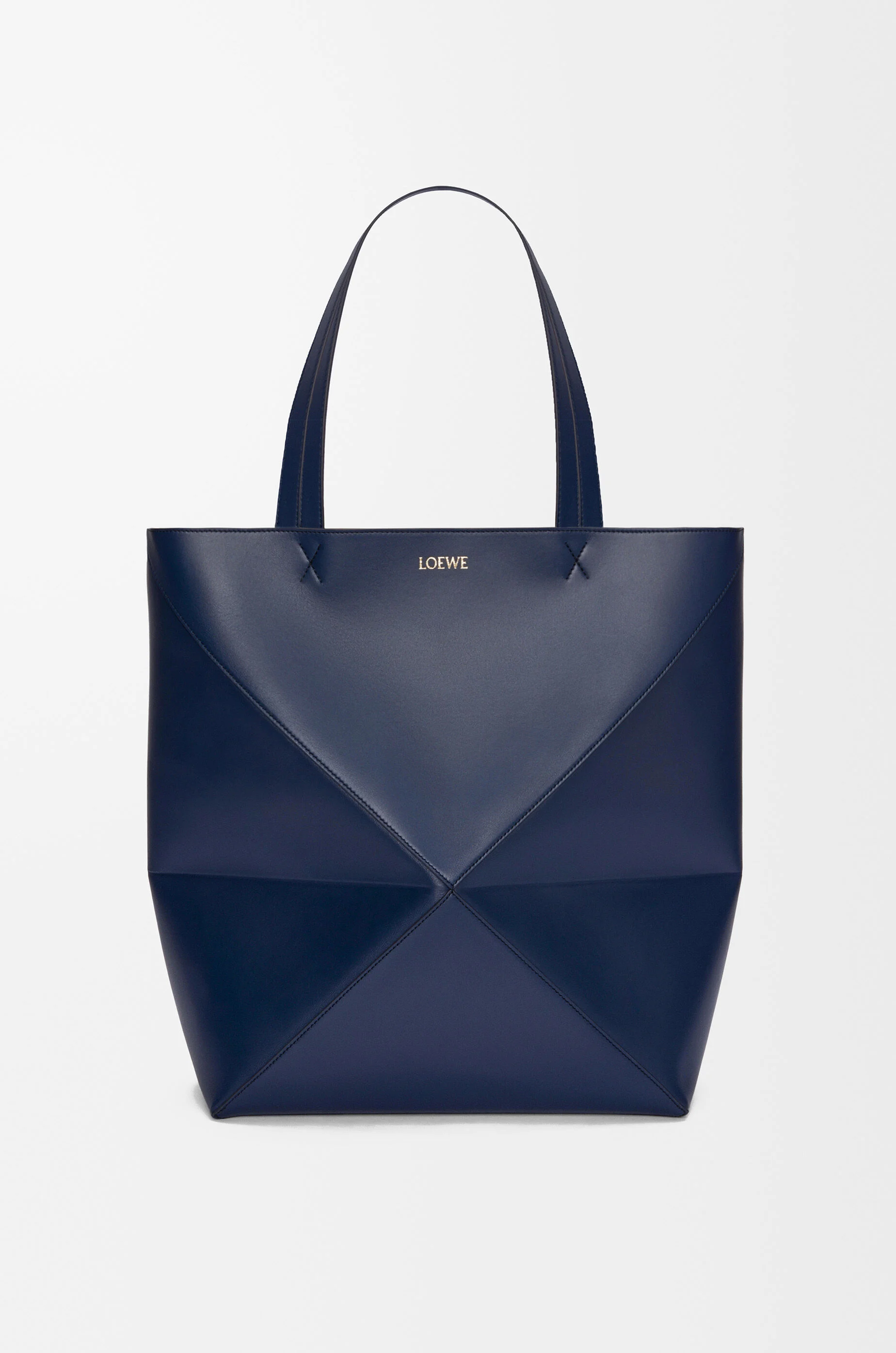 XL Puzzle Fold tote in shiny calfskin Blue - LOEWE USA Official