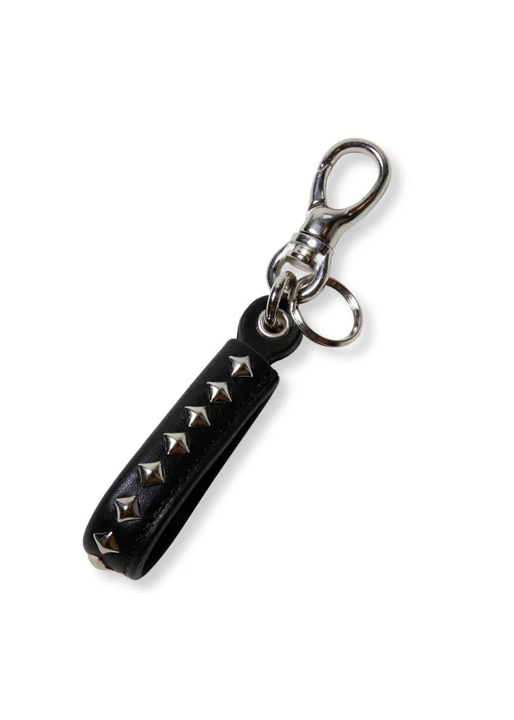THE CALEE 本革 スタッズ付きキーホルダー CALEE - STUDS & KNITTING LEATHER LONG KEY RING ＜TYPE B＞ (BLACK