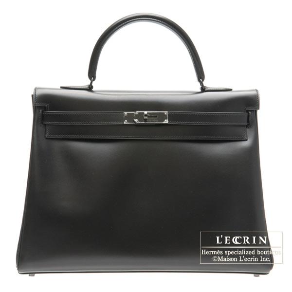 エルメス ソーブラックケリー35/ 内縫い ブラック ボックスカーフ