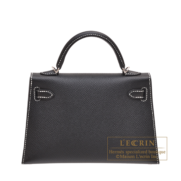 エルメス パーソナルケリーミニ/外縫い ブラック/ パールグレー ヴォー