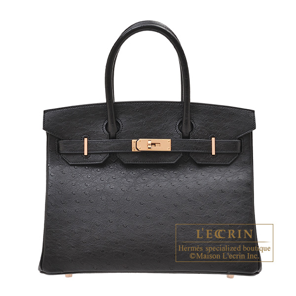 エルメス バーキン30 ブラック オーストリッチ ローズゴールド金具