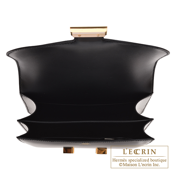 エルメス コンスタンスミニ ミラー ブラック ボックスカーフ ゴールド