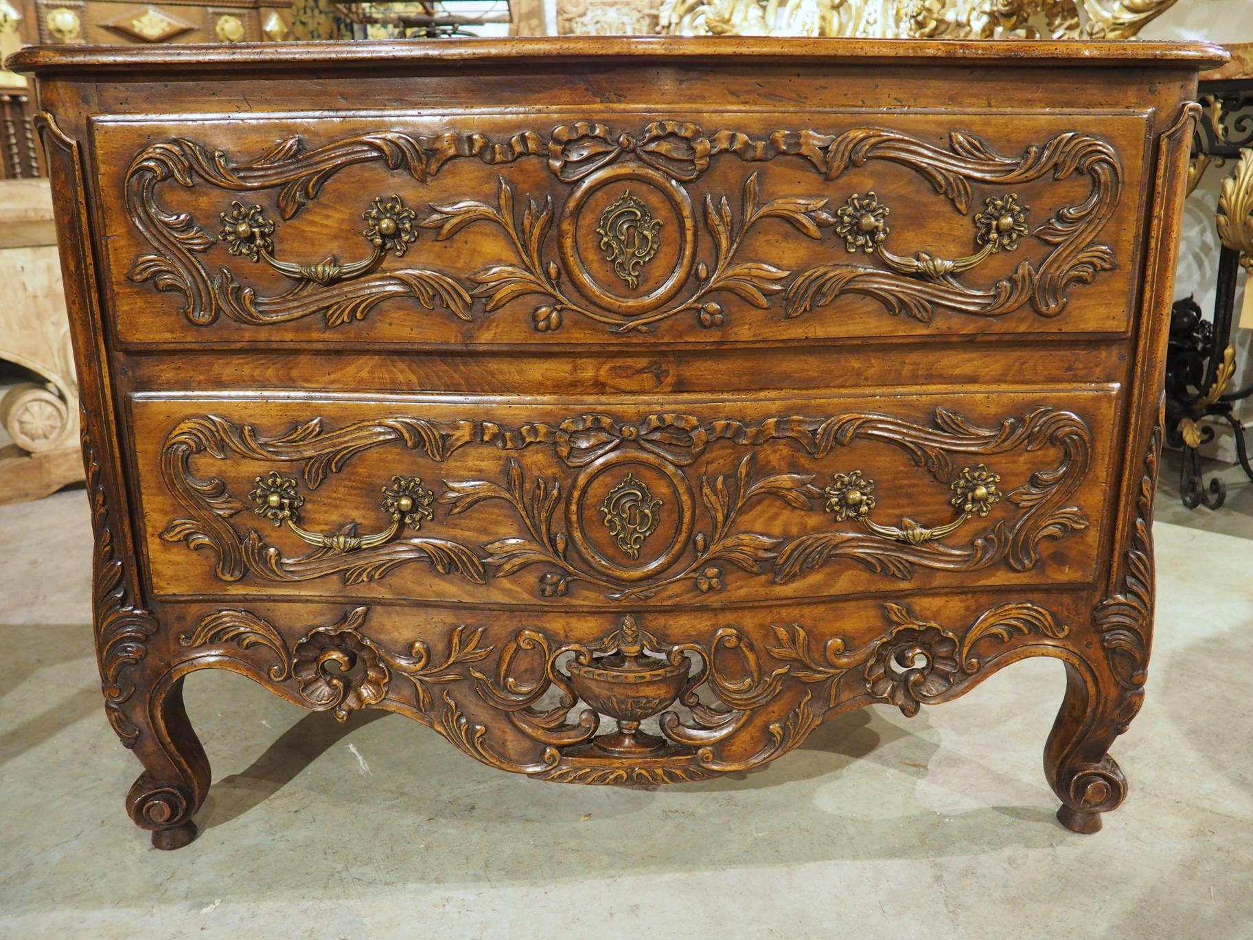 19th Century French Walnut Transitional Style 2-Drawer Commode