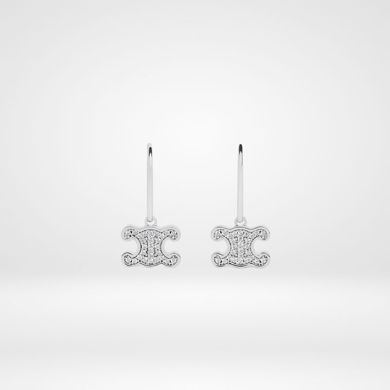 セリーヌ ピアス CELINE TRIOMPHE RHINESTONE EARRINGS メタル