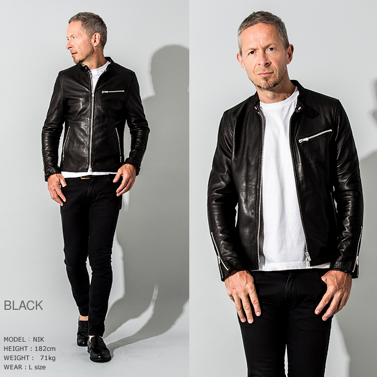 FILLMORE 本革 ディアスキンシングルライダースジャケット メンズ