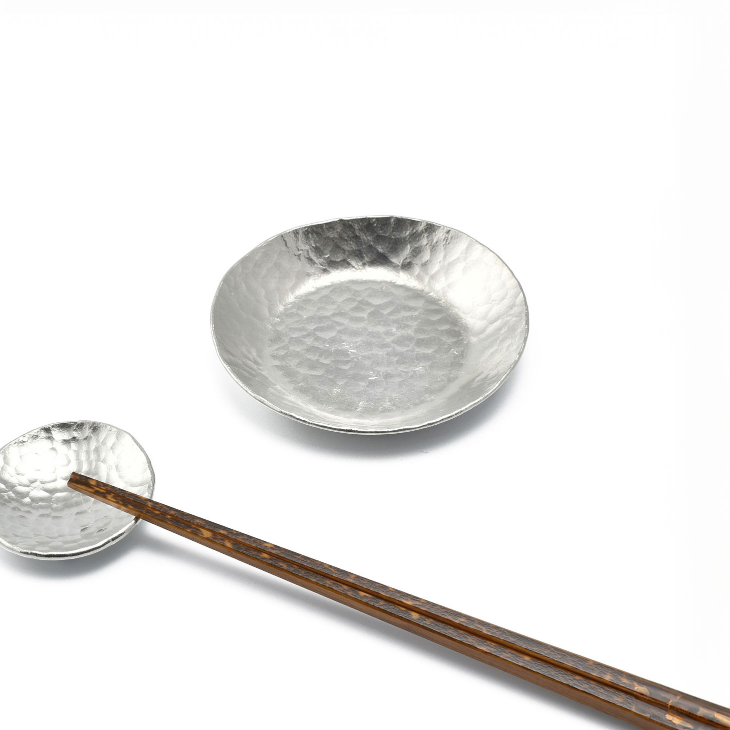 槌打ちシルバーハンマード仕上げ小皿茶菓子プレート10cm 銘々皿11枚