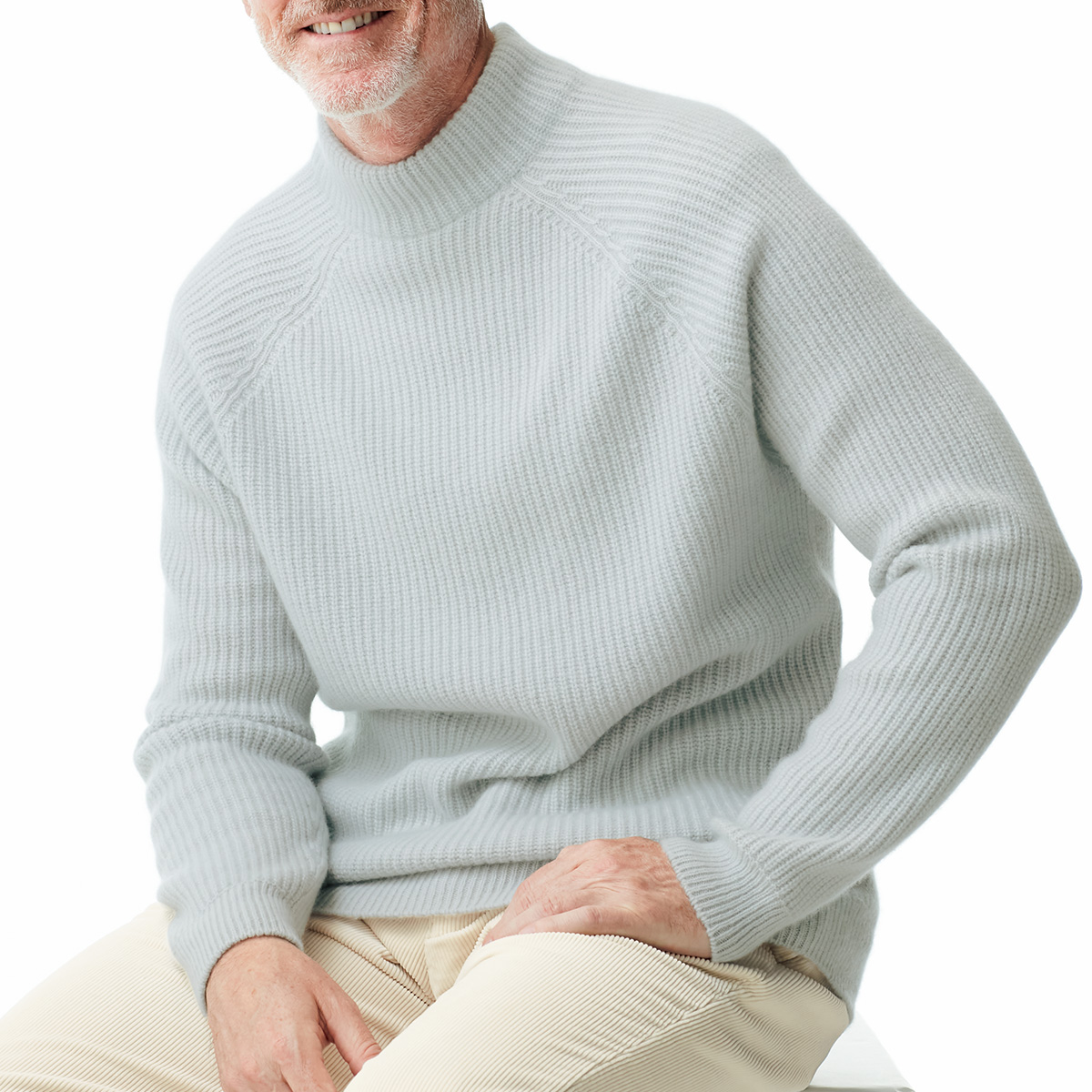 ラグログ わた染めカシミヤ・片畦ハイネックセーター | ライトアップ