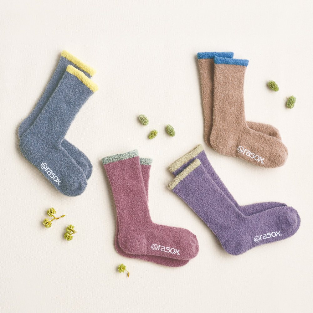 ラソックス ウール混・もこもこ直角ソックス／4色セット | ライト