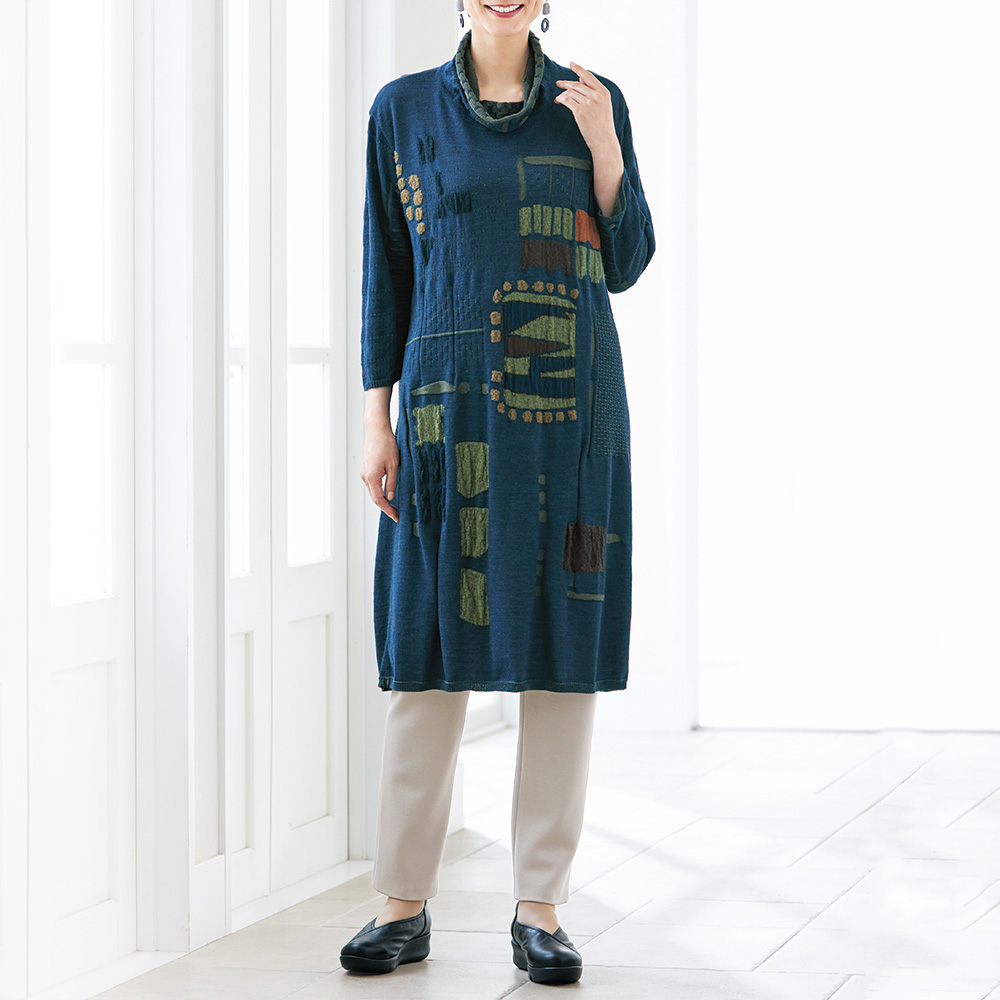 FUGAFUGA パッチワーク風ニットワンピース | ライトアップオンラインストア